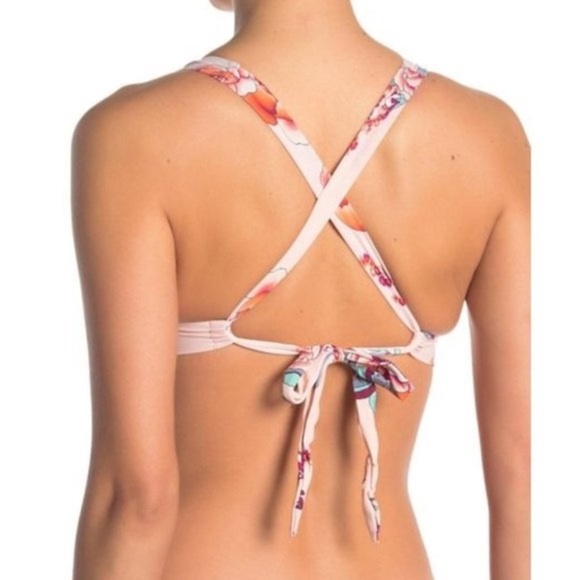 NWOT Mossimo Women's Printed Lace-up Bikini Top - Picture 2 of 7